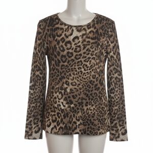 St. John Sweater Women's Small S Leopard Animal Print Wool Luxury Designer